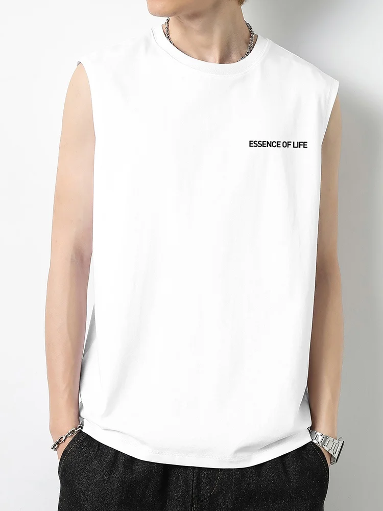 

Мужская летняя спортивная майка из чистого хлопка для активного отдыха, белая, для фитнеса и прыжков в высоту, с открытыми плечами