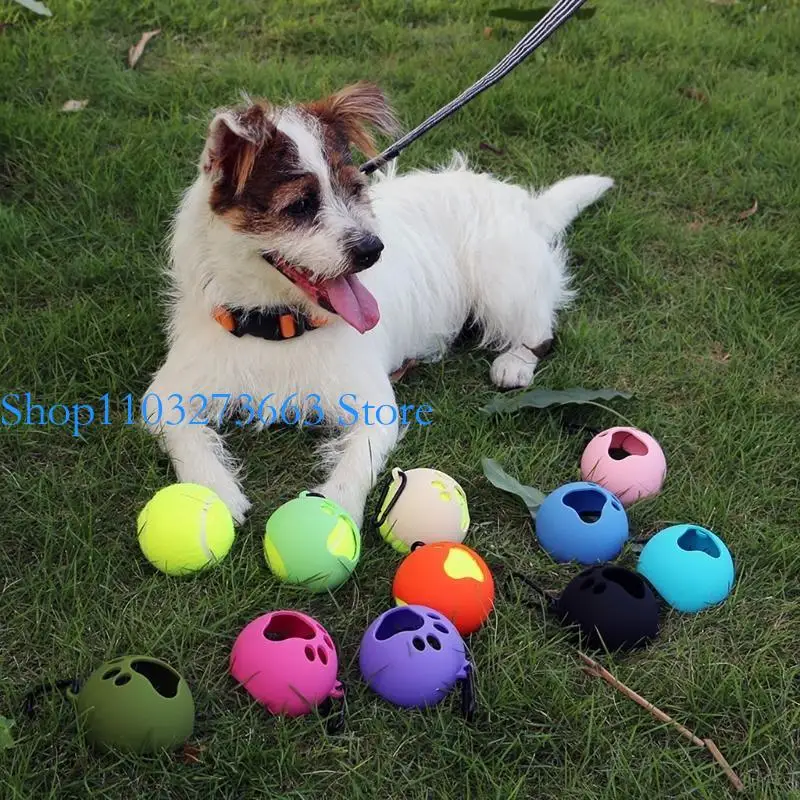 

652F Portable Tennis Ball Holder Convenient Pet Ball Holder with Hands Dog Leash Attachment for Active Pets Easy Install