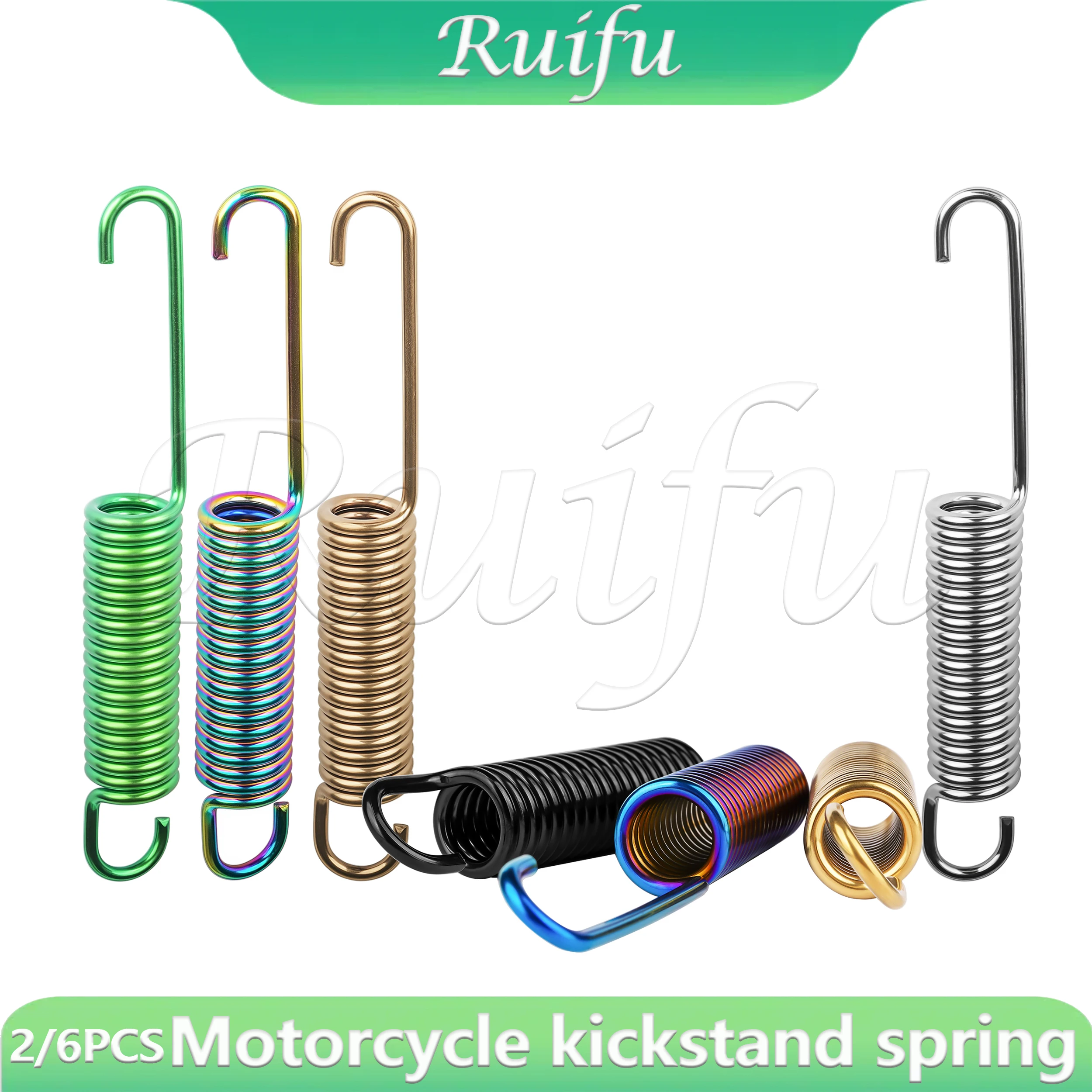 

Ruifu Titanium Bolt 2/6pcs 150mm Length Motorcycle Pipe Muffler Spring Hook Durable Easy To Install Rotatable Springs