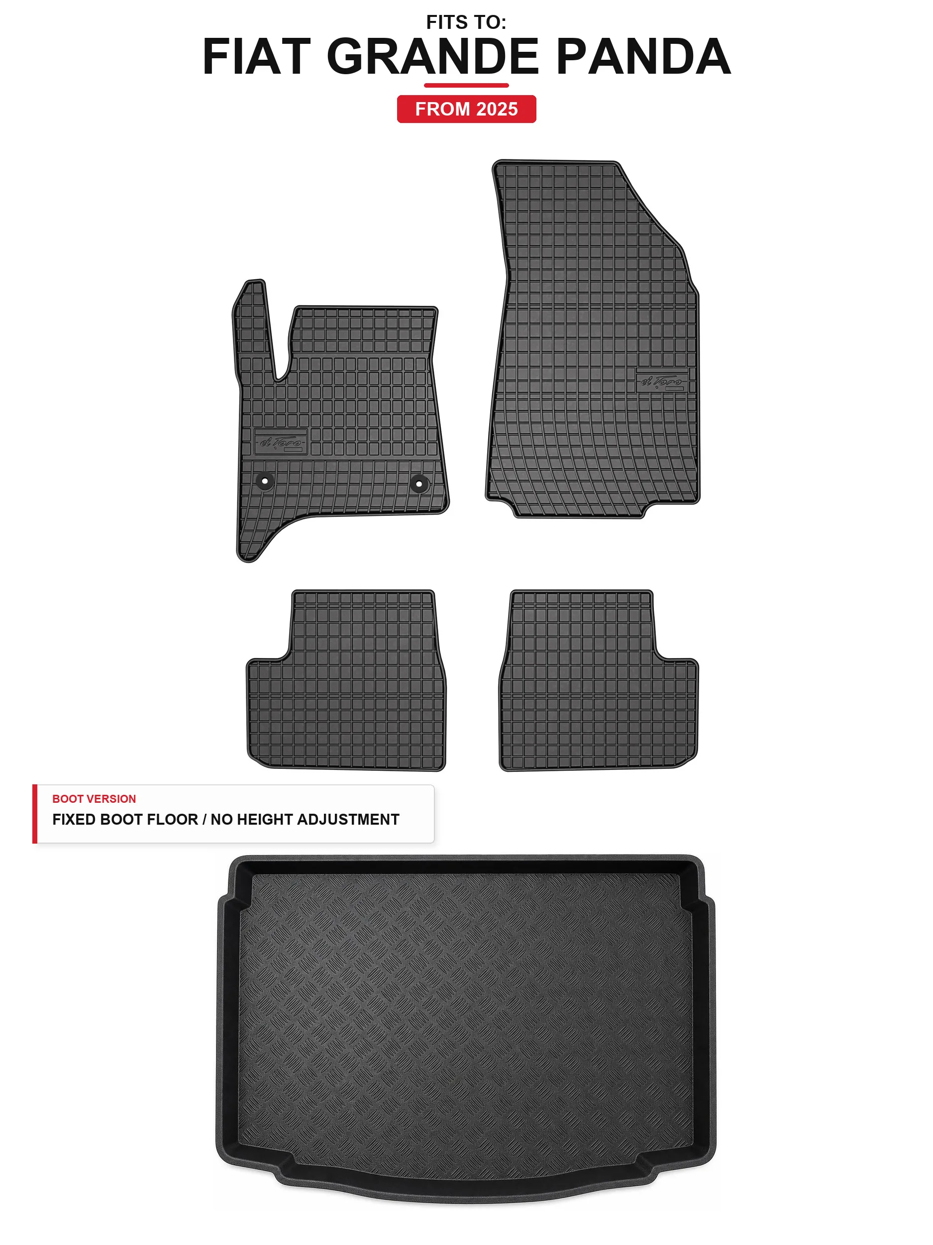 Image of Solidpro Gummimatten + Kofferraummatte für: Fiat Grande Panda 2025- 5 El.