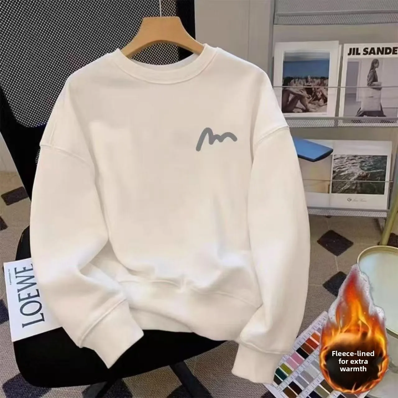 

Мужская теплая толстовка оверсайз с начесом, с длинными рукавами, с буквенным принтом, повседневная, уютная, для уличной носки