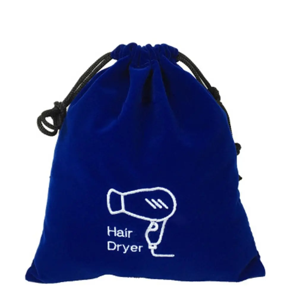 Practical Flannel Hair Dryer Pouch Travel Toiletry Carry Pouch Hair Dryer Drawstring Bag Velvet Bag for Jewellery