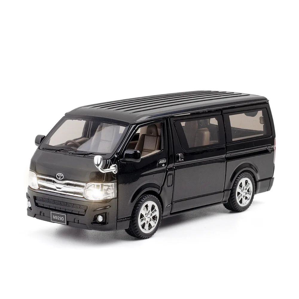 1:32 Hiace MPV Alloy Car Model Toy Diecast Metal Van Simulated Vehicles Light Sound Toys For Boys Birthday Gifts