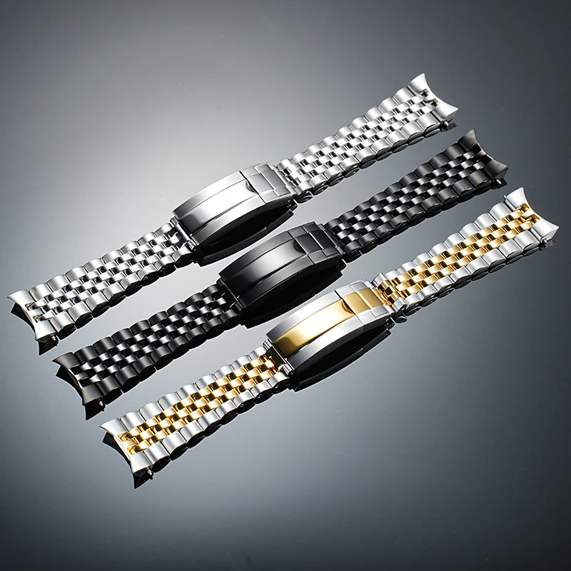 Rolamy 22mm Steel Solid Curved End Screw Links Oyster Clasp Jubilee Bracelet For Casio Duro 2784 MDV-106 MDV106G Watchband Strap