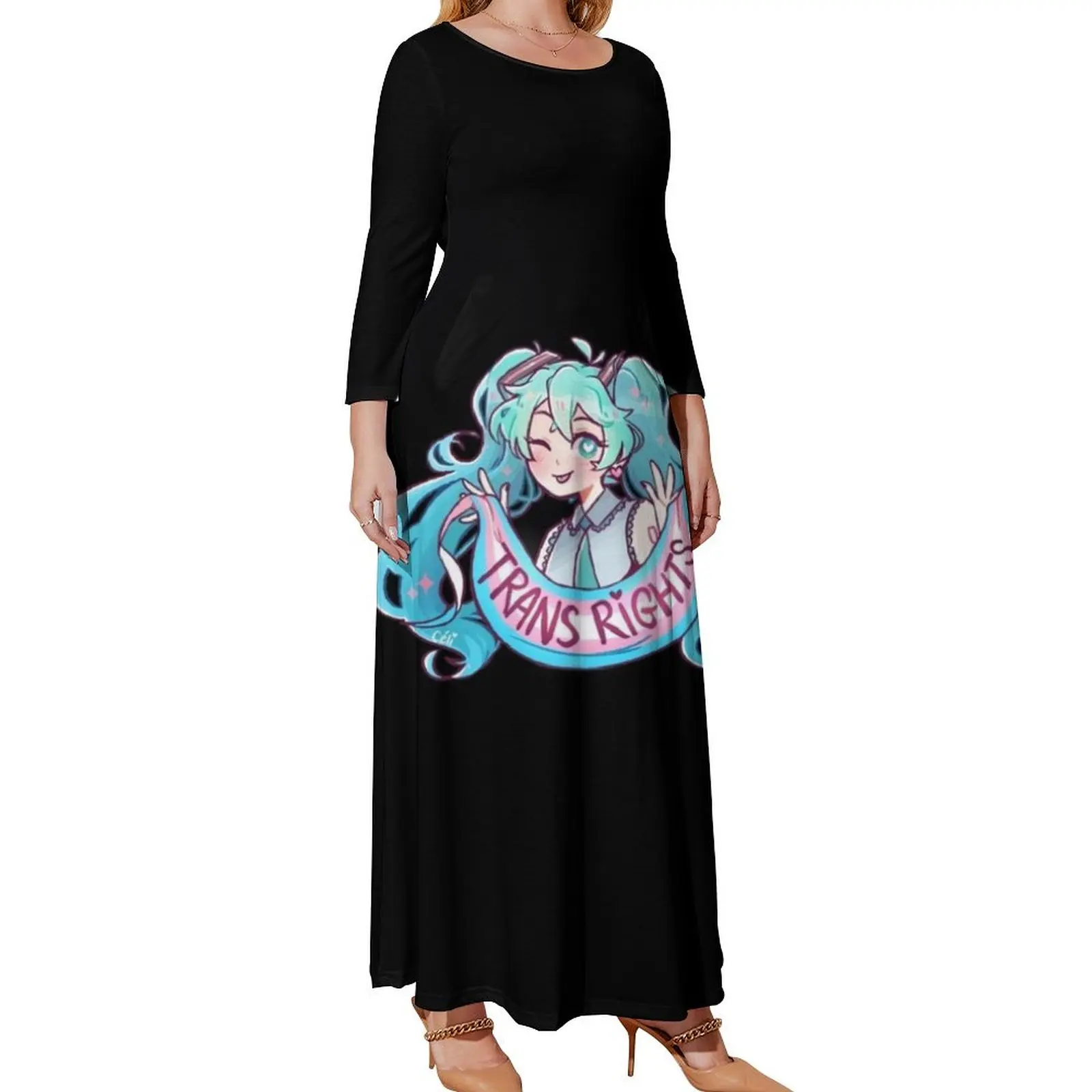 

Трансс прайз T-Shirtmiku говорит Trans Right! Женское платье с длинным рукавом, летнее платье в Корейском стиле