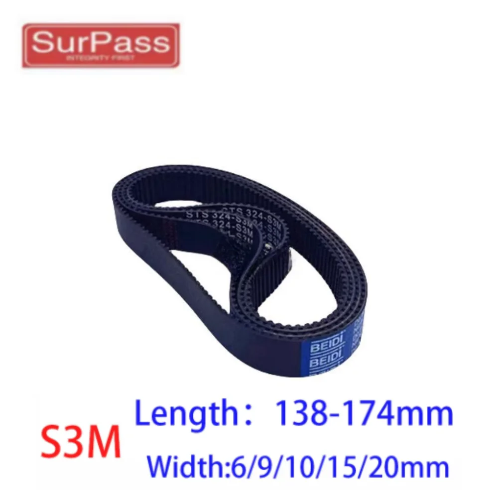 S3M Rubber Synchronous Timing Belt Length 138 141 144 147 150 153 159 162 165 168 171 174mm Width 6-20mm Loop Drive Toothed Belt