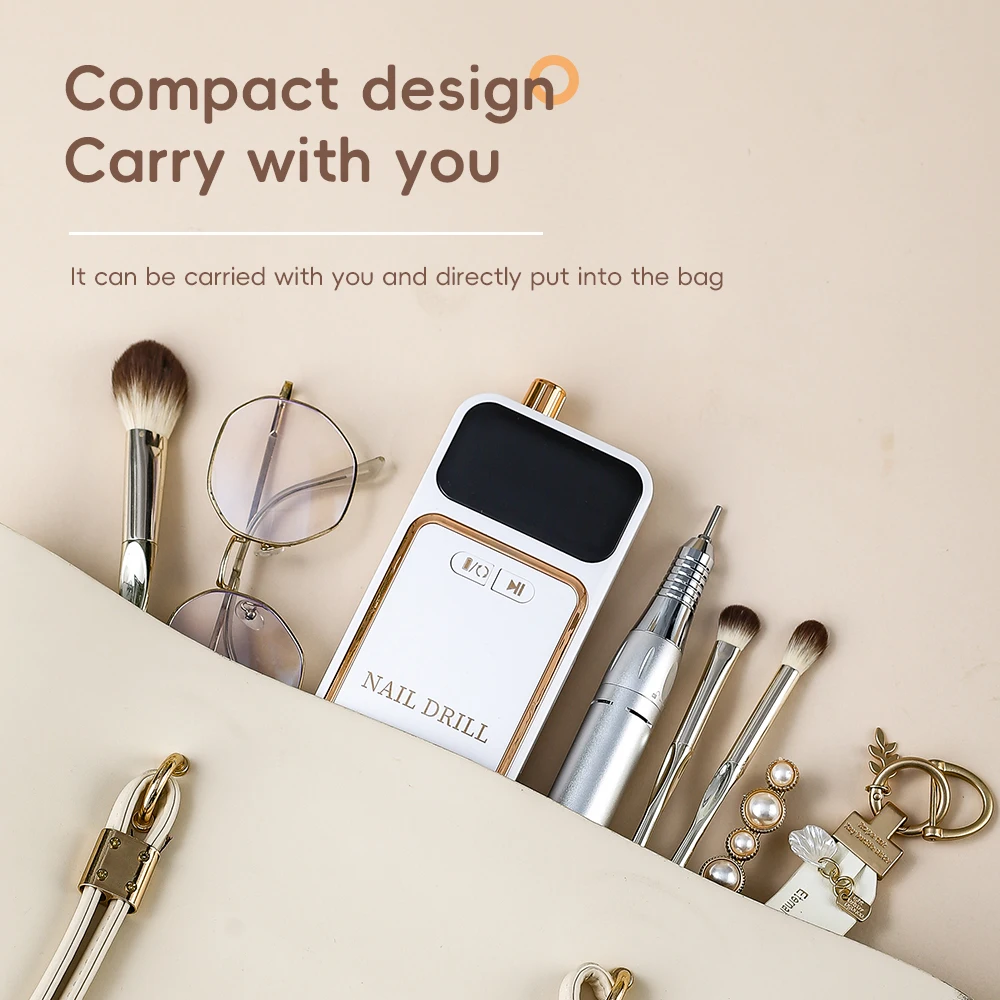 Taladro de uñas portátil eléctrico profesional de 45000RPM, lima lijadora de uñas recargable de poco ruido para herramienta de salón de manicura