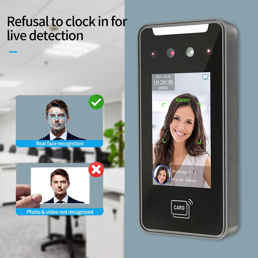 Multifunctional Tcp/Ip WIFI AI Face Time Attendance Recorder Access Control System Facial Recognition Free Software Cloud C# SDK