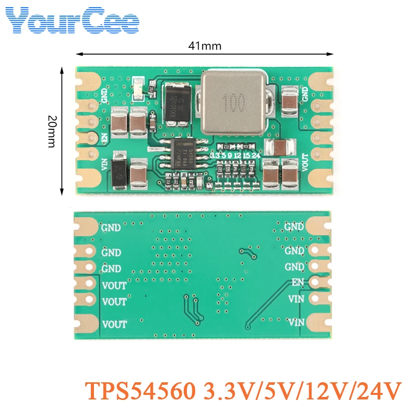 TPS54560 Step Up Buck Switch Power Supply Module Low Ripple DC-DC 5.5V to 60V 5A 3.3V 5V 12V 24V Output