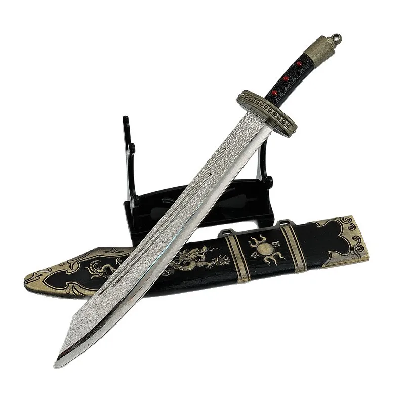 22cm/8.66in Old Water Margin Game Peripheral Blue Faced Beast Yang Zhi Knife Metal Sheathed Craft Toy Sword Desktop Display Gift