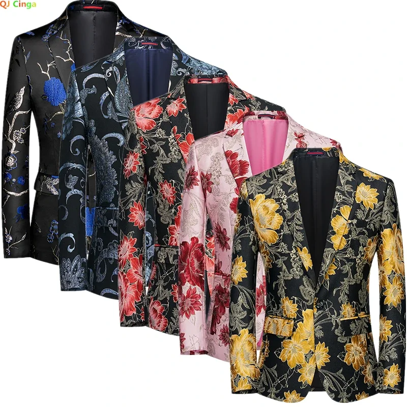 

Новый осенний мужской пиджак, приталенные классические пальто азиатских размеров, пиджаки из жаккардовой ткани, M-5XL 6XL Terno Masculino.