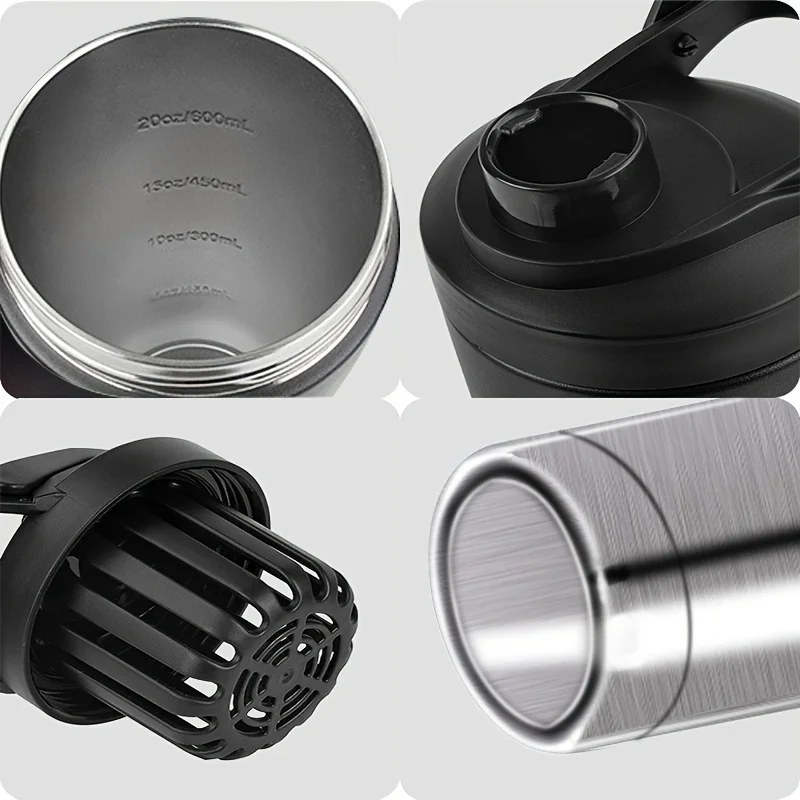 携帯用25オンスステンレス鋼シェーカーボトル、ジムフィットネスプロテイン二重壁真空断熱シェーカーボトル（スポーツ用）