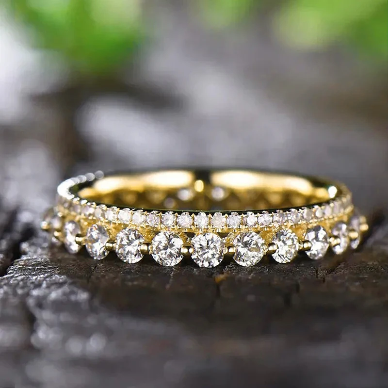 Huitan funkelnden Gold Farbe glänzend cz Fingerring Dame vielseitigen täglichen Schmuck für Verlobung Braut Ehering Zubehör