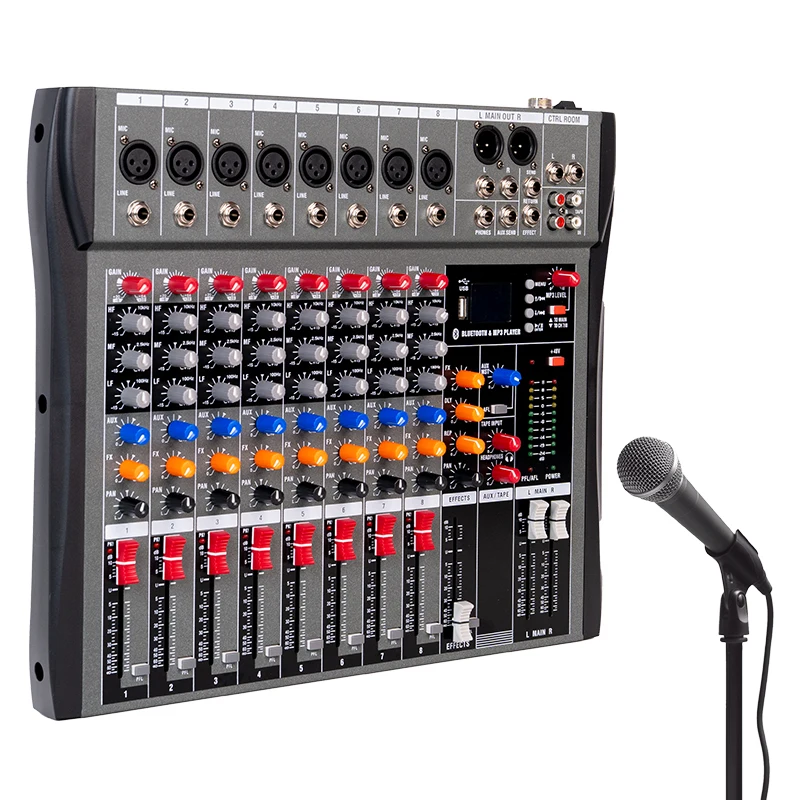 

CT8 8 Channel Mixer Sound System Professional Stereo Dj Karaoke Controller Powered Audio Console Mixer