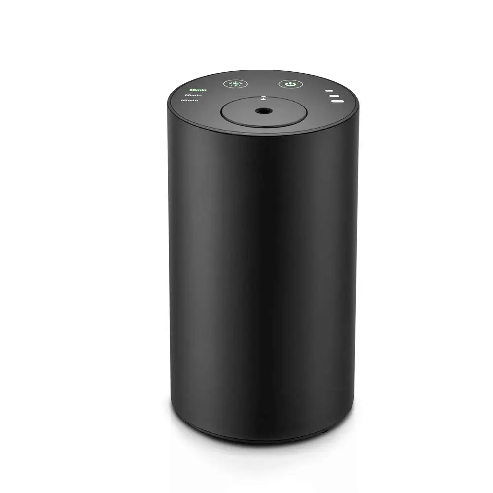 Customized LOGO 10ml/20ml  Portable USB Car Aroma Diffuser Black Aluminium Rechargeable Waterless Pure Essential Oil Household