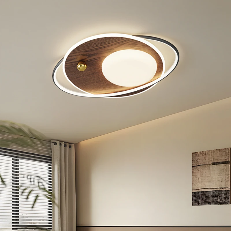 Simple-style Walnut-colored Ceiling Lights Bedroom Creative Vintage Dining Room Light Cream-style Eye-friendly Reading Room Lamp
