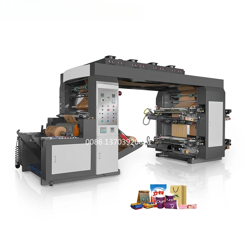 Easy To Operate 4 Color Film Bopp Pe Paper Bag Paper Cup Flexo Printing Machine for Prining Shops and Factory