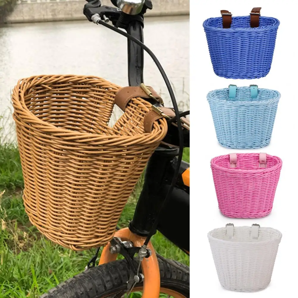 Storage Basket Hand-woven Bicycle Basket with Capacity Strong Load-bearing for Easy Installation on Handlebar Front Bike Basket