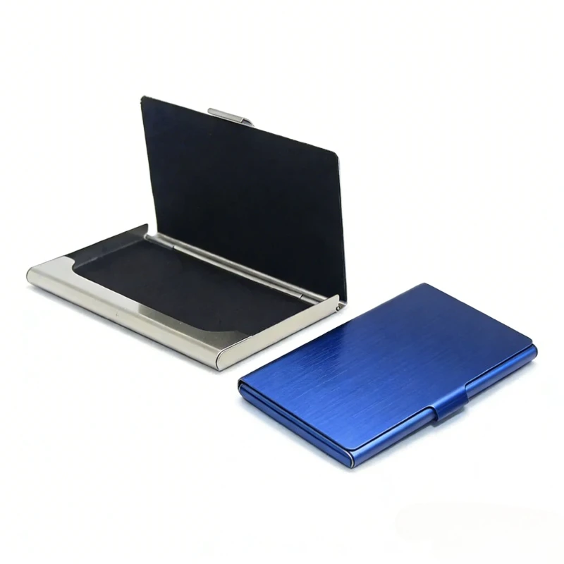 

Custom LOGO Stainless Steel Card Case Box Holder Laser Personalized Company Name Numbers Business Cardcase Bag Gift