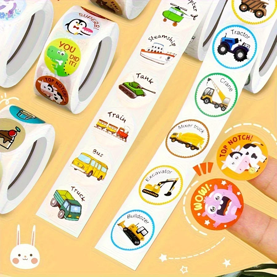 500 قطعة/لفة ملصقات المكافآت الحيوانات اللطيفة تشجيع ملصقات دولفين البطريق الباندا القرد ملصقات دائرية الآباء المعلم JXB #5