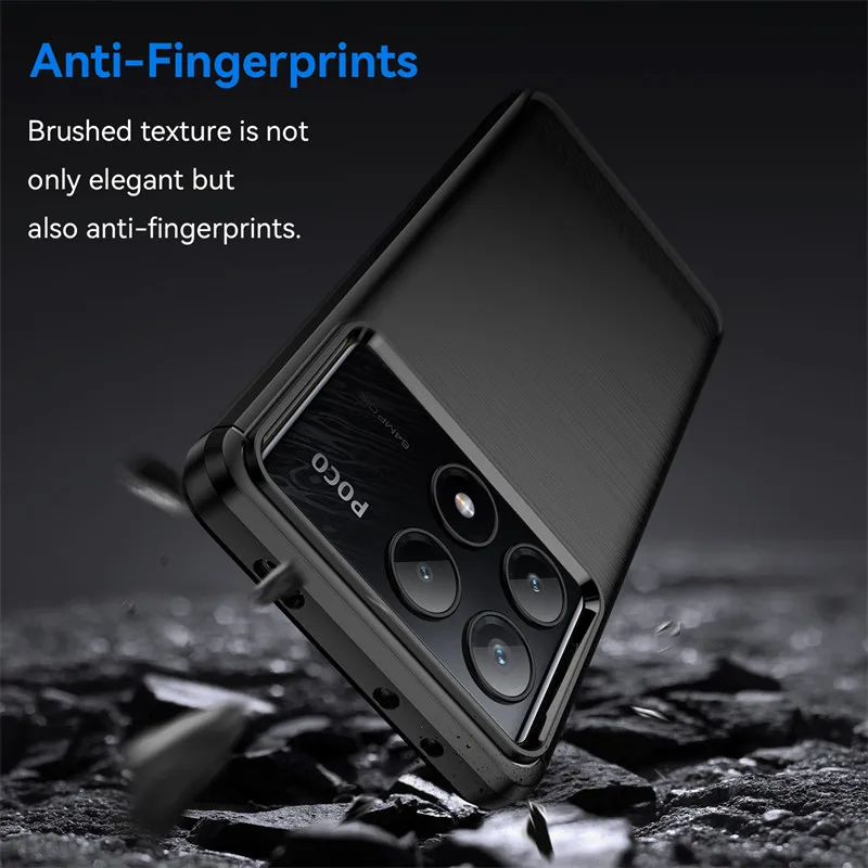 For Xiaomi Poco X6 Pro Case Shockproof Original TPU Luxury Brushed Rubber Protective Phone Back Case Xiaomi Poco X6 X6 Pro 5G