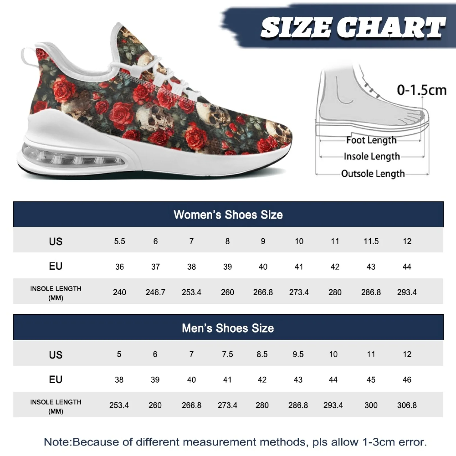 PENSTROLL Skull Red Roses Lightweight Sports Shoes for Women Training Mesh & EVA Hiking Shoes Women's Running Shoes - view 4