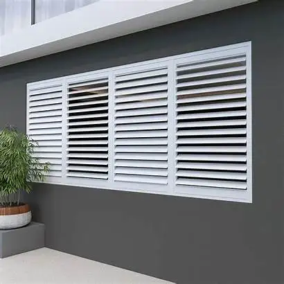 KAKADU Modern Horizontal Aluminum Alloy Plantation Shutters with Hidden Tilt Rod and PVC Louver