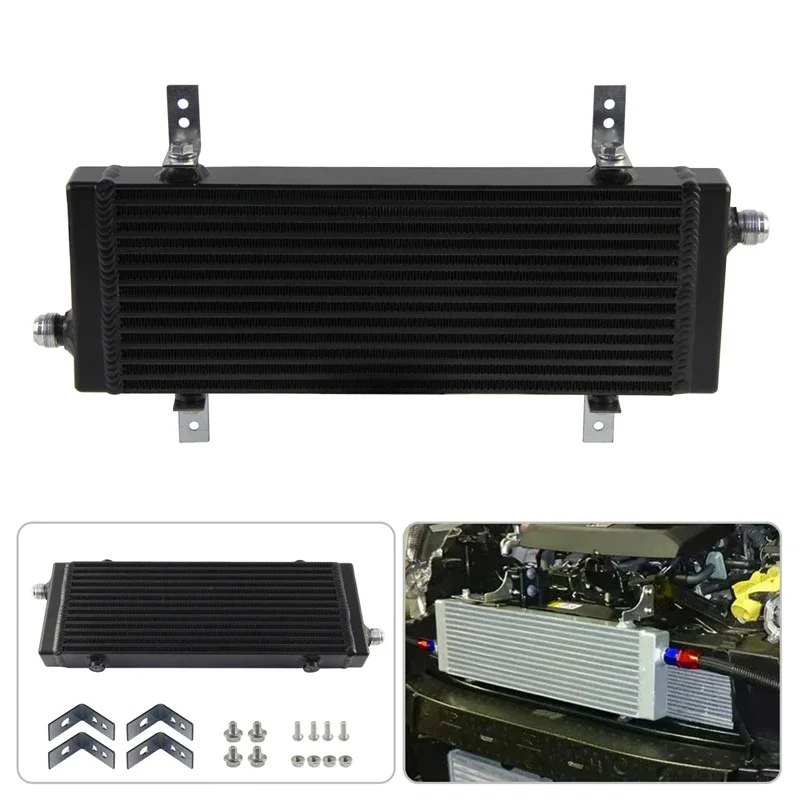 Black/Silver Universal Pass Bar & Plate Oil Cooler - Medium Core:14