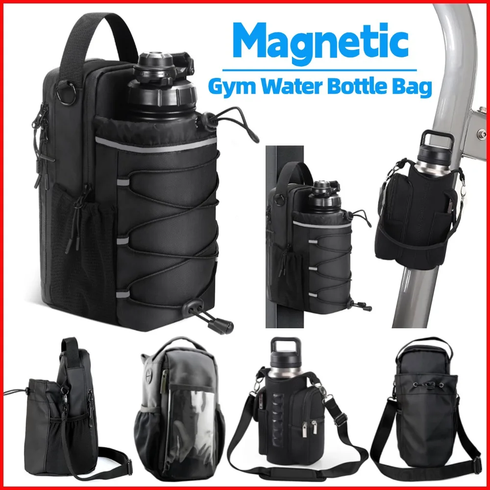 

Magnetic Water Bottle Bag Men Women Water Cup Holder Pouch with Strong Magnet for Outdoor Sports Activities Kettle Organizer