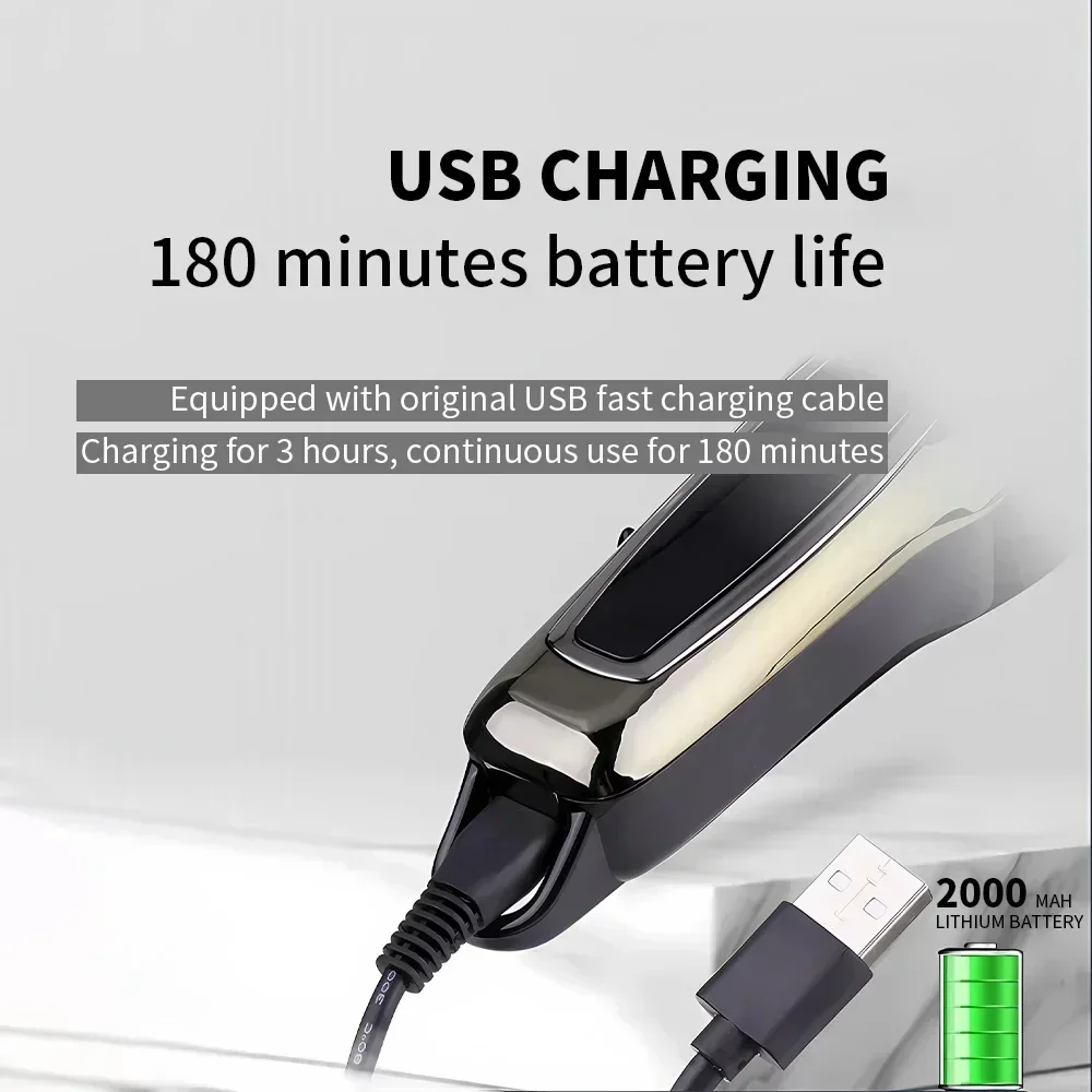 Kemei KM-PG1990A USB-Aufladbarer Elektrischer Haarschneider Professioneller Kabelloser Herren-Haarschneider Herren-Haarschneidemaschine Barbe – Detail 3