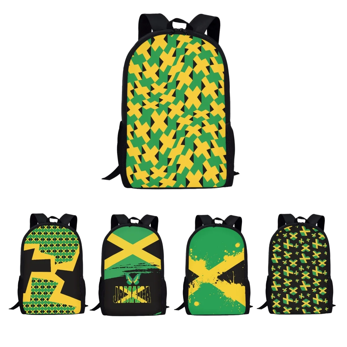 

Jamaican Flag Design School Bag Teenagers Simple Style High School Knapsack 16 Inches Bookbags for Children Boys Girls Backpack