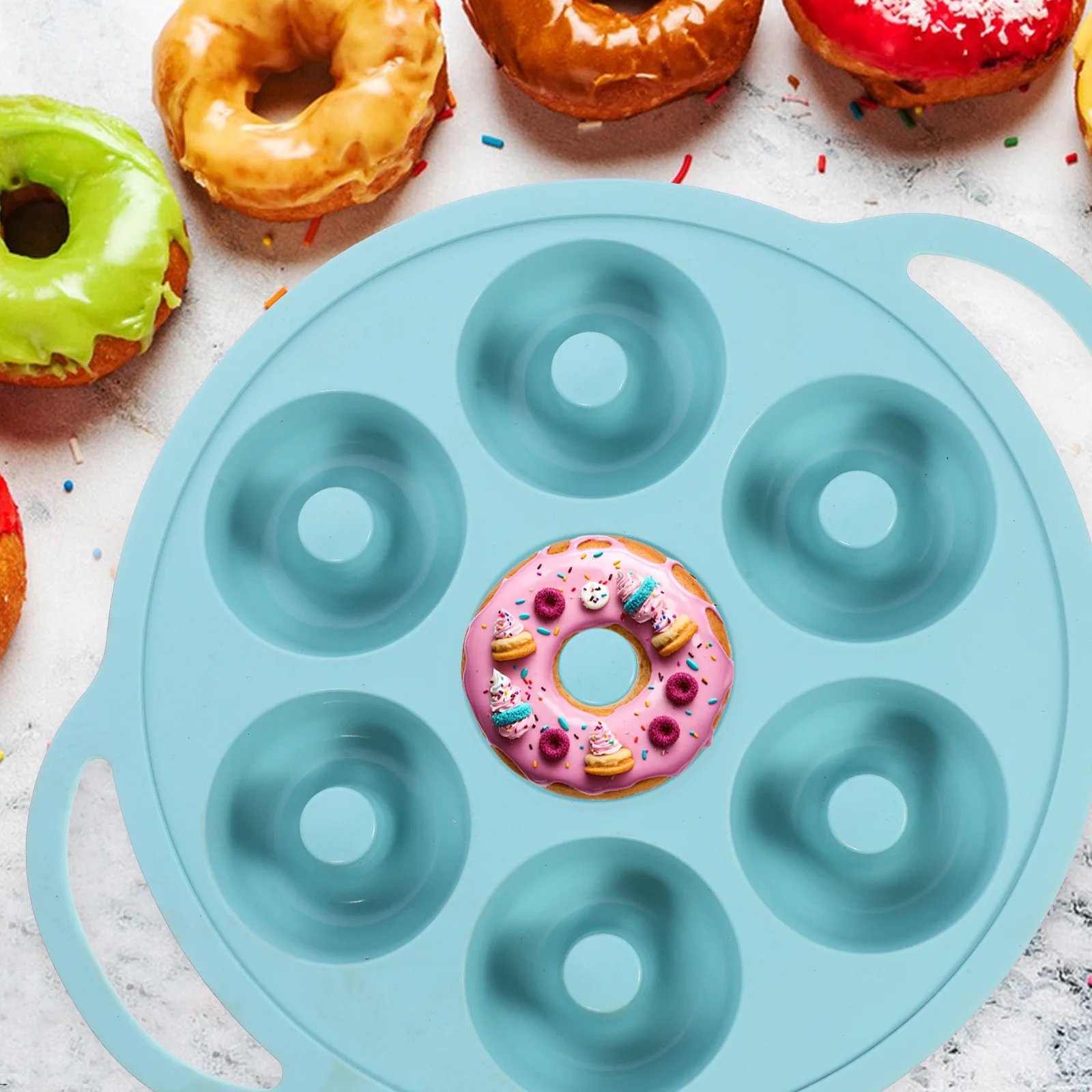 

Bakeware Silicone Donut Mold Dessert Molds Fried for Green Silica Gel Cake Baking