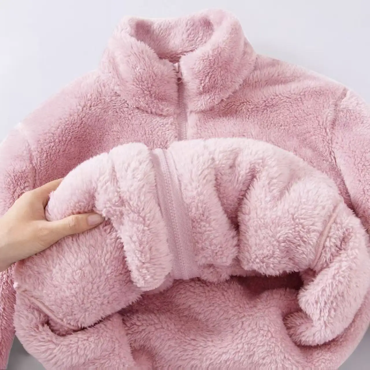 2025 가을 겨울 후드티 여성용 플리스 벨벳 스탠딩 칼라 방풍 안감 재킷 캐주얼 패션 플러시 따뜻한 코트 여성용