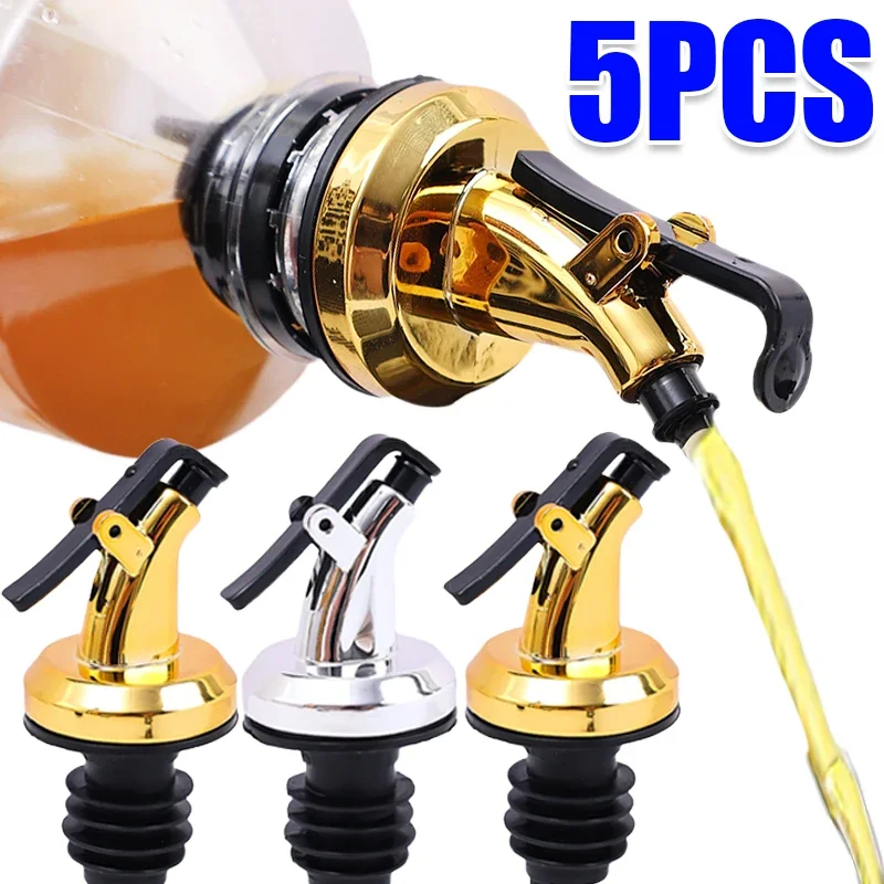 5/1PCS Oil Bottle Stopper Cap Leak-proof Food Grade Juice Wine Pourer Sauce Plug Nozzle Sprayer Liquor Dispenser Kitchen Tool