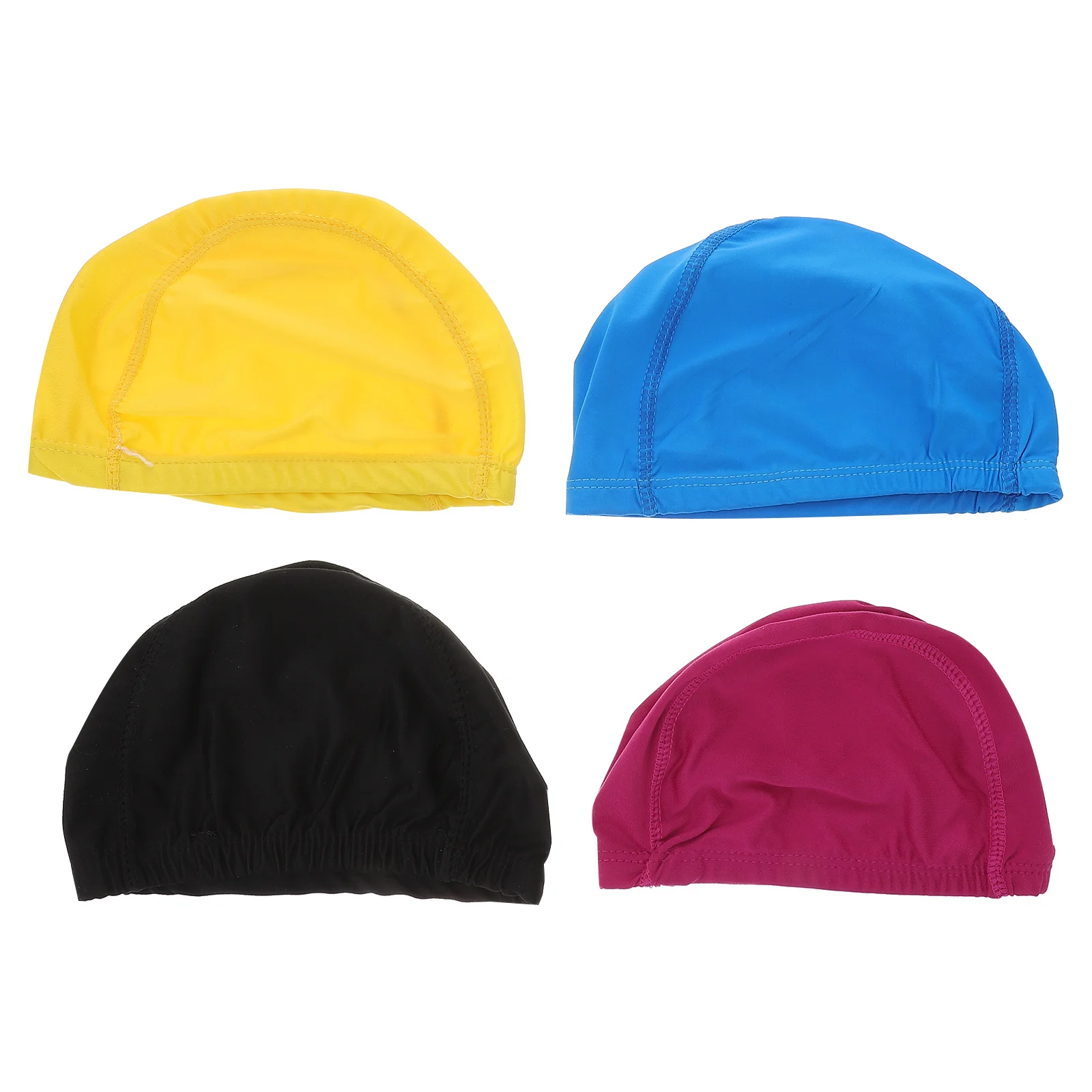 4Pcs Nylon Swimming Caps Solid Color Lightweight Elastic Comfortable for Adults Swimming Pool Bath Hat Swim Caps for