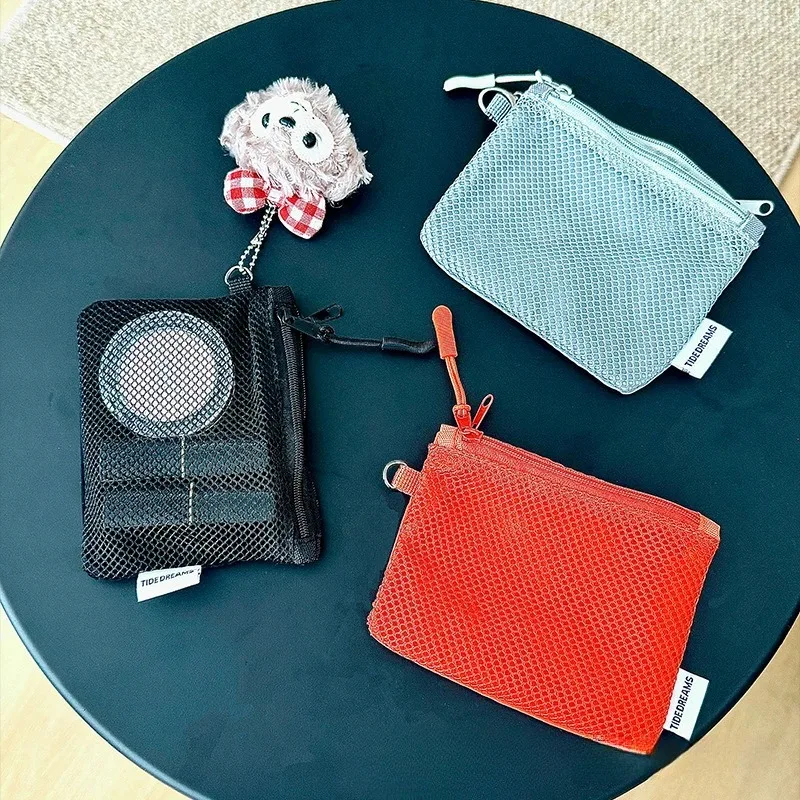 Mesh Cosmetic Bag Portable Mesh Storage Pouch with Zipper