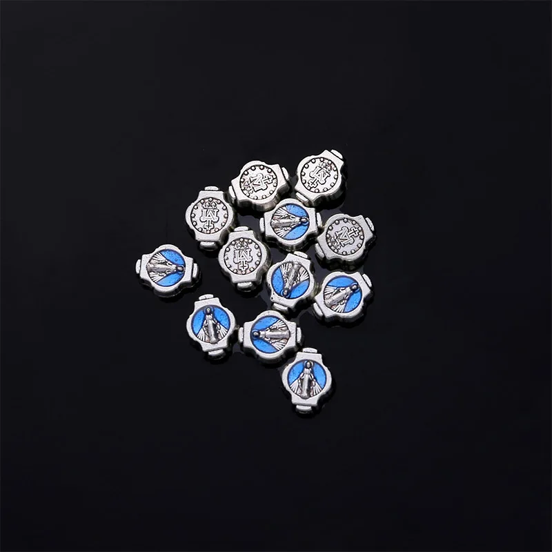 100 Pieces of Catholic St. Mary\'s Big Hole Beads Handmade Maria Beads Medal Catholic Charm Big Hole Beads Charm Bracelet Jewelry