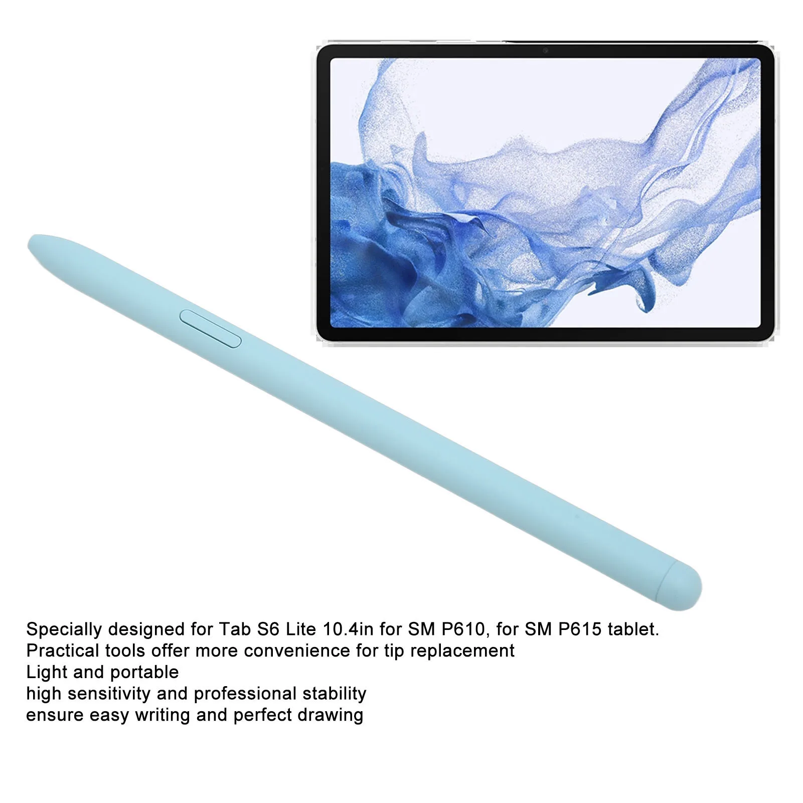 For Tab S6 Lite Stylus Highly Sensitive Accurate Size Durable Plastic Smart Pen with 5 Tips for SM P610 SM P615 Tablet