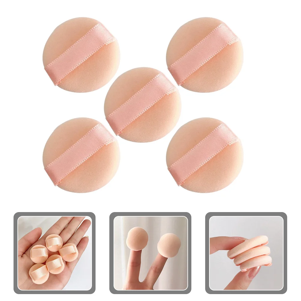5Pcs Mini Powder Makeup Powder Soft Flocking Puff for Under Eye Nose Cheek Convenient Portable
