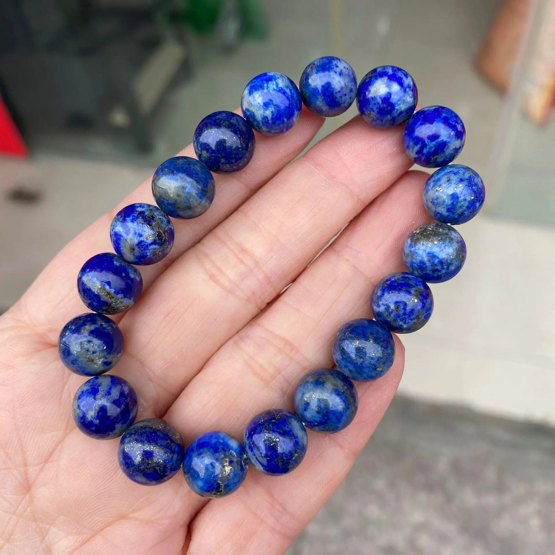 Natural Lapis Lazuli Stone Beaded Bracelet Healing Energy Unisex Fashion Elastic Bracelets For Men Women Jewelry Gift