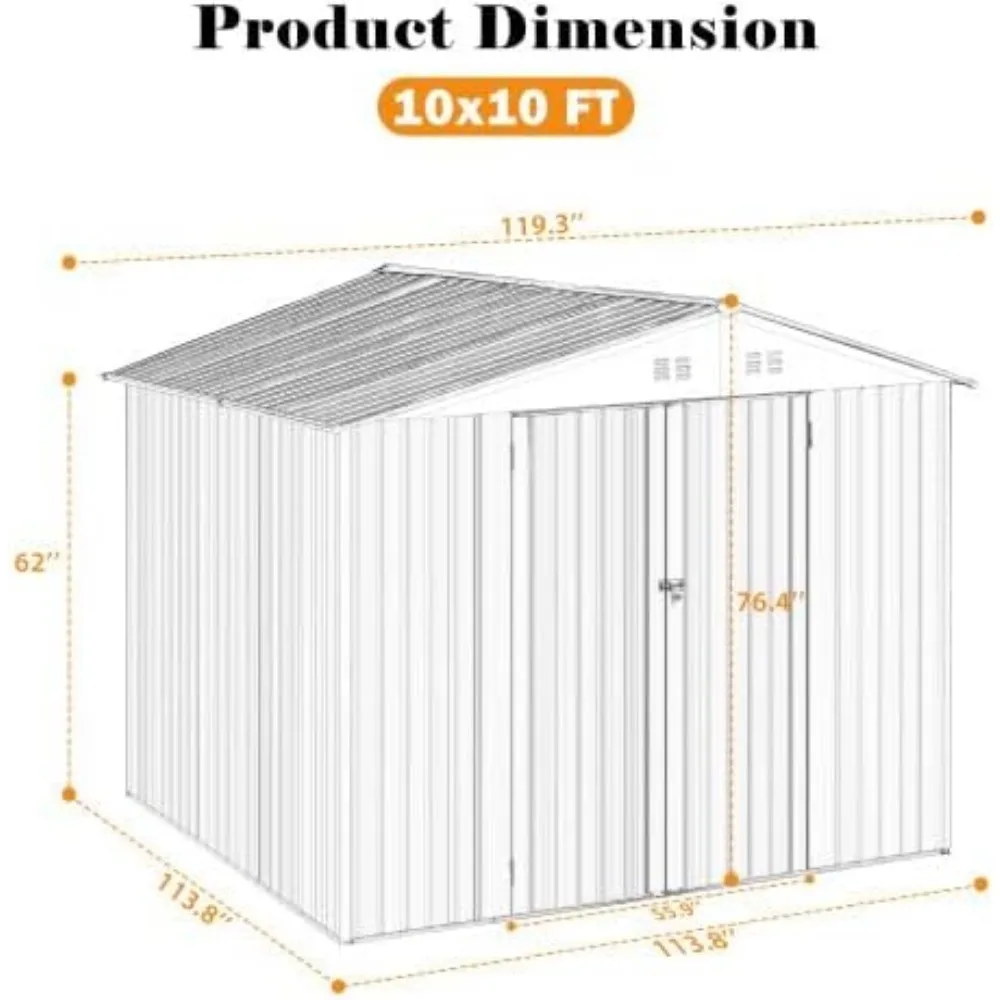 중금속 보관 창고, 잠글 수 있는 미닫이 문, 방수 및 부식 방지, 정원, 뒷마당, 마당 및 잔디 보관 창고