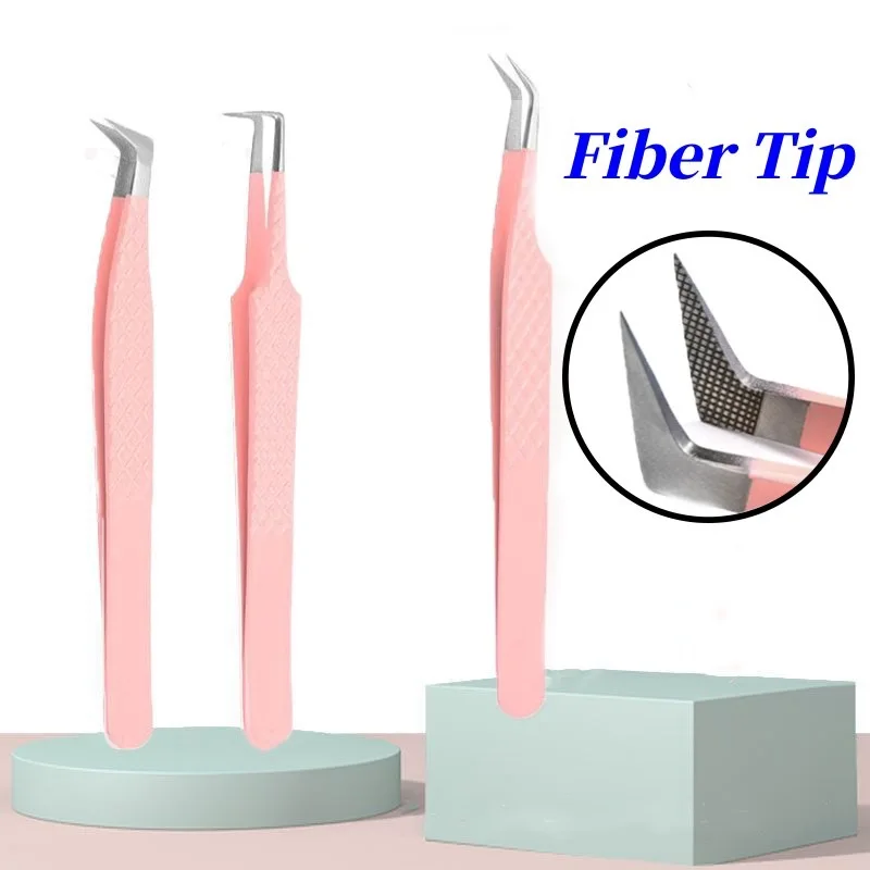 Pinzette per ciglia pinzette per ciglia pinzette per punta in fibra per estensioni delle ciglia punte in fibra di acciaio inossidabile pinzette per ciglia di precisione