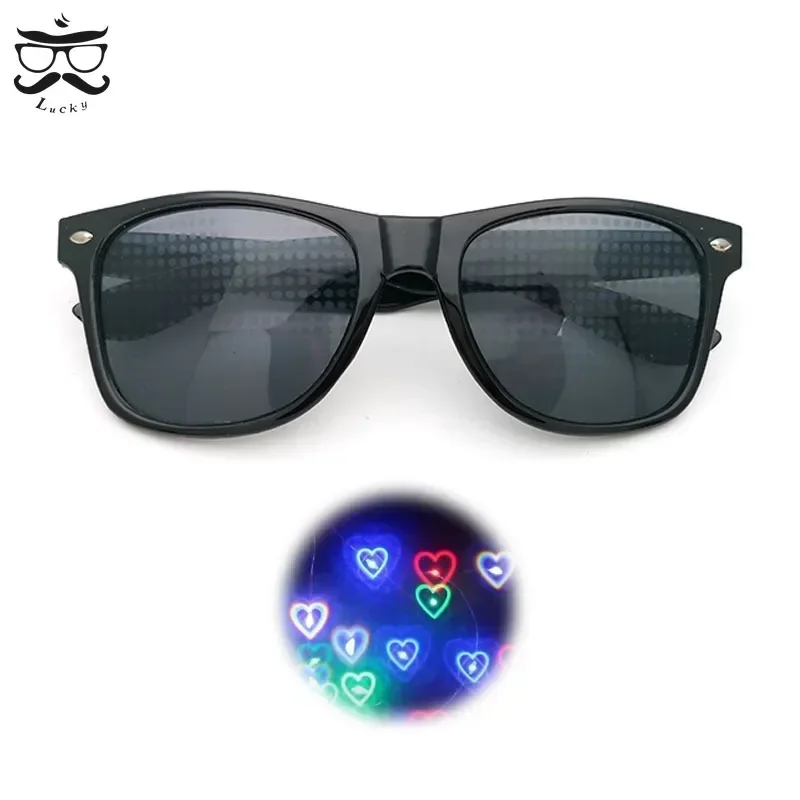 Fun Sunglasses Fireworks Glasses Diffraction Heart Special Effects Optical Mirror Dance Party Light Show Sunglasses