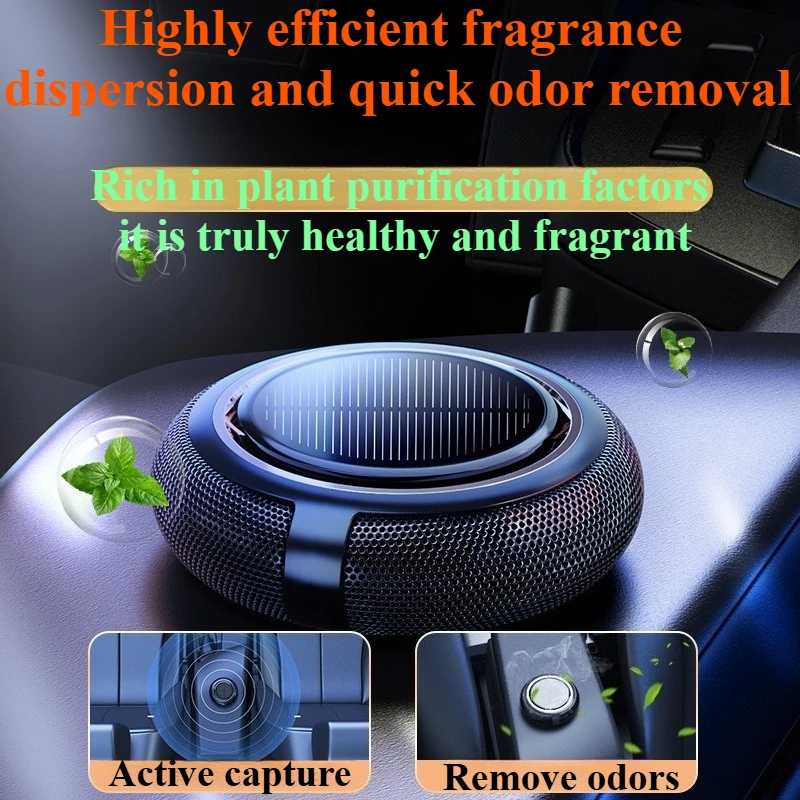 

Solar Powered Car Perfume Diffuser Beech Wood Rotating Air Freshener Dashboard Ornament Cologne Ocean Scent Interior Decoration