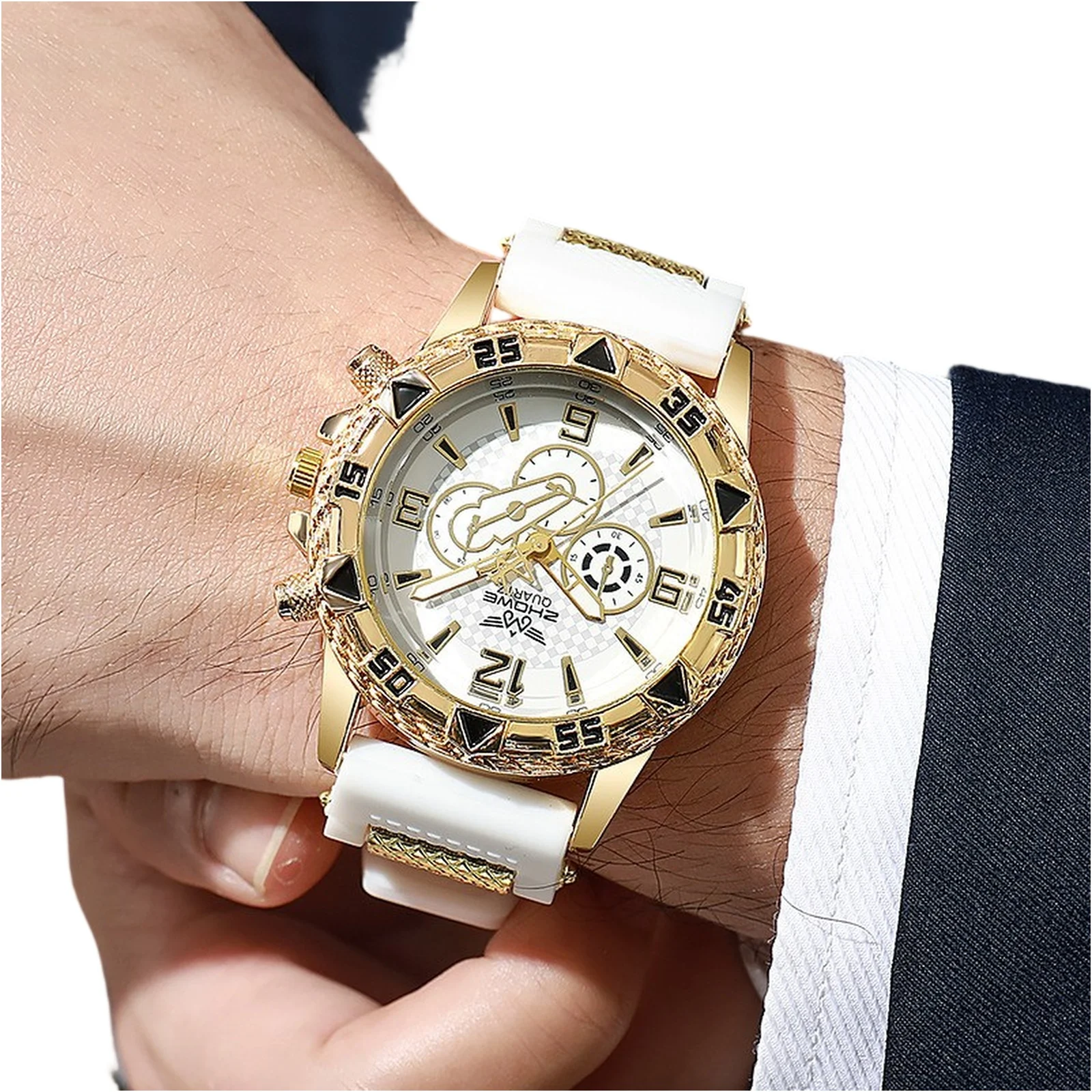 

‌ Часы из белого золота, осень 2020, силиконовый ремешок, модный дизайн, кварцевый механизм, повседневные деловые мужские модные часы в минималистском стиле