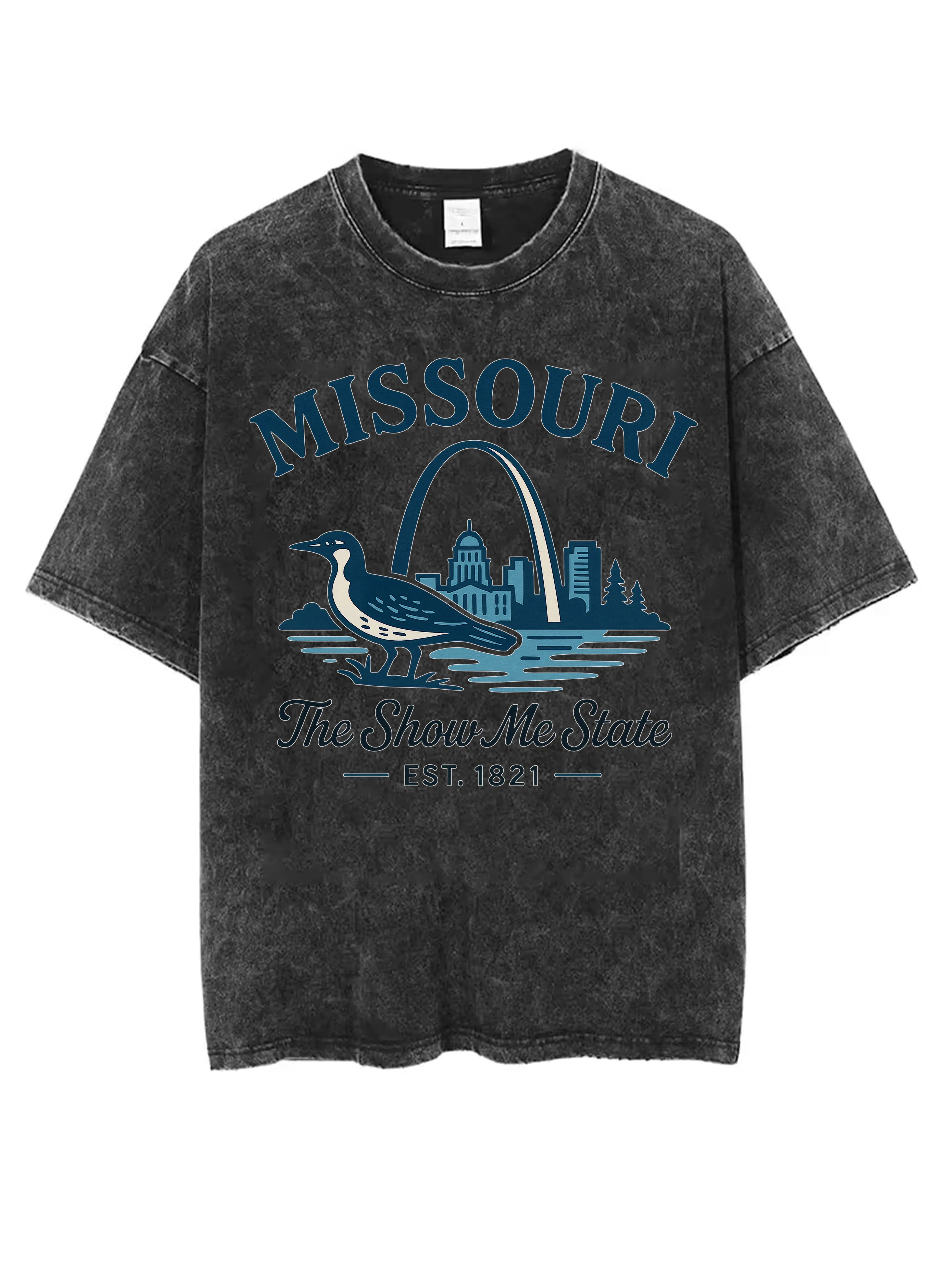 

MISSOURI I HAVE RESTING DUCK FACE Unisex Washed Black Round Neck T-Shirt Comfortable Loose Fit for Men Women Winter Christmas