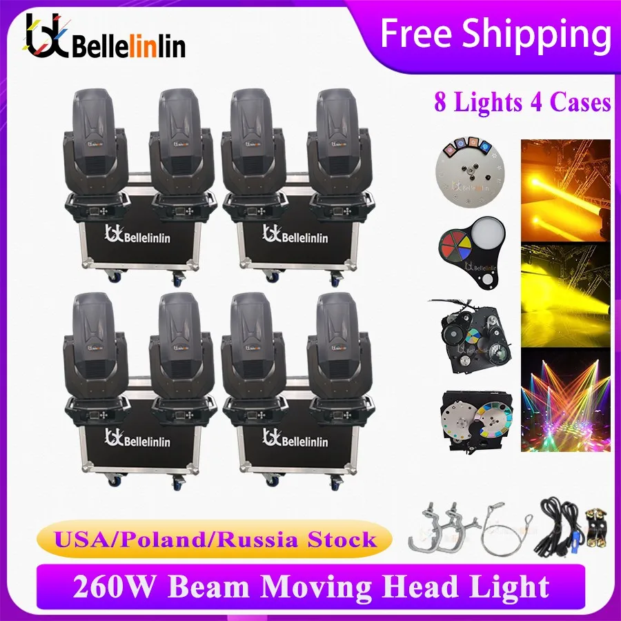 No Tax 8pcs Sharpy 260W Beam 10r Beam 9R Moving Head 10R 260w Beam 9r with Flightcase Sharpy Rainbow Effect Wedding Show Party