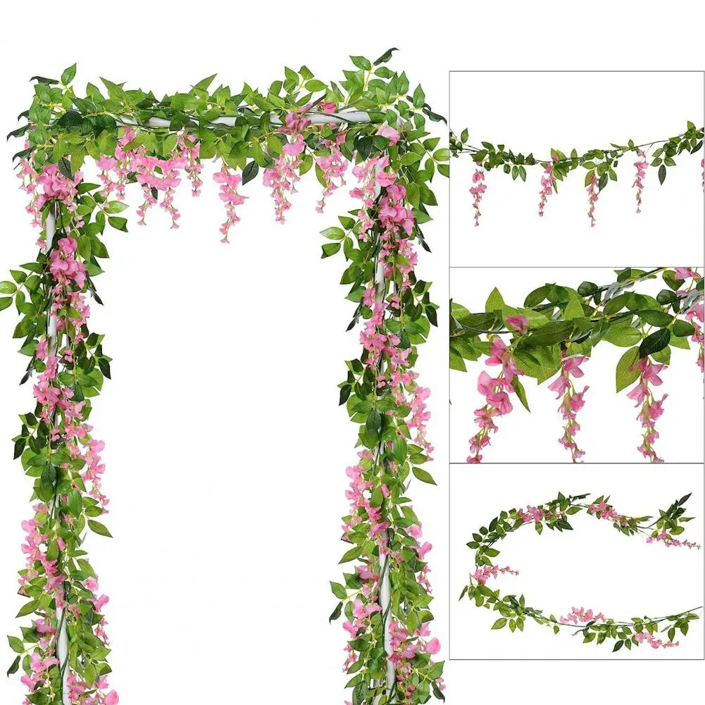 200CM Artificial Wisteria Flower Home Wedding Garden Wall Hanging Faux Climbing Floral Greenery Drooping