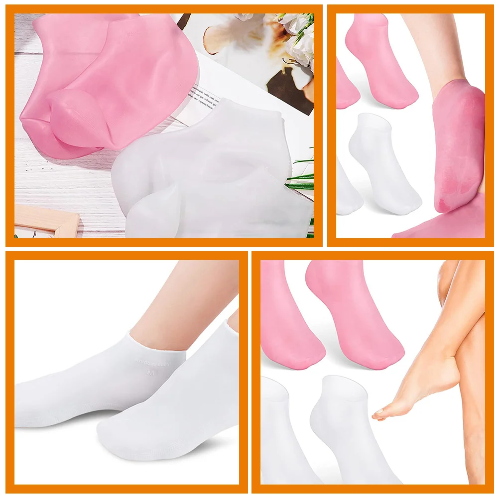 2 Pairs Protection Moisturizing Non-slip Socks Girl Child Foot Scrubber Silica Gel Mask Rough Skin