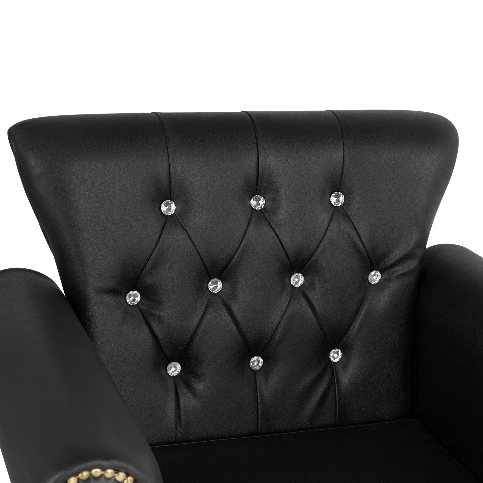 Chaise de barbier en forme de couronne, étui en cuir PVC, plaque carrée en acier inoxydable avec repose-pieds, 300lb, noir